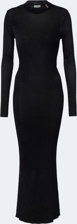 Saint Laurent Cassandre ribbed-knit silk maxi dress