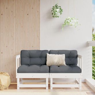 vidaXL Sof&aacute;s De Esquina De Jard&iacute;n 2 Uds Madera Maciza De Pino Blanco Vidaxl