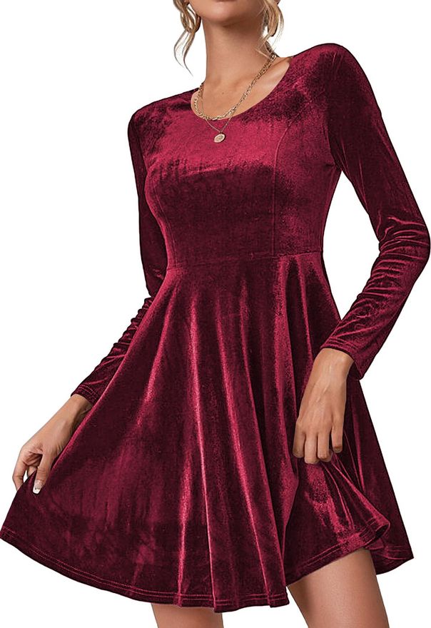 Zeagoo Vestito Donna Invernale Velluto Abito Natalizio Elegante Manica Lunga Girocollo Capodanno Dress Abiti da Sera Autunno Inverno Cerimonia Cocktail Vinta da 23 79 su Stylight