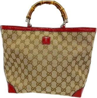 Gucci Pre-owned Handbags, female, Beige, Size: ONE SIZE Pre-owned Vintage Canvas Handbag