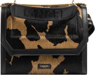 Lancel Animal Print Gold-Tone Chain Shoulder Bag