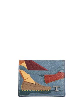 Tod's logo-plaque motif-print leather cardholder - Blue