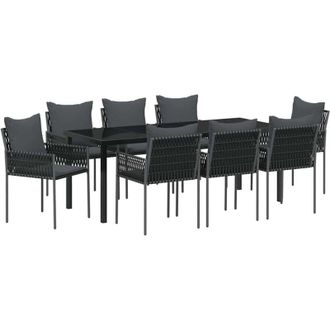 vidaXL Conjunto De Comedor De Jard&iacute;n 9 Pcs Negro Y Gris Vidaxl