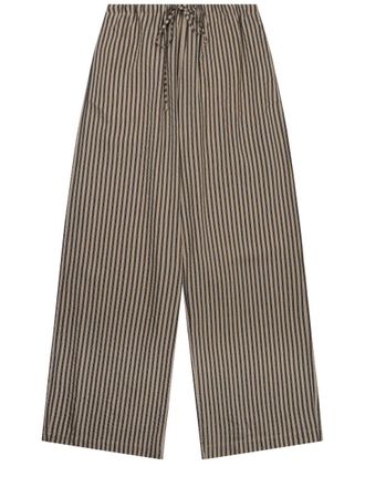 Alysi Neutrals Vertical Stripe Wide-Leg Pants