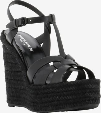 Saint Laurent Offene Keilespadrilles aus Leder Tribute 85