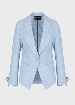 Emporio Armani Womens Blazer in Light Blue Linen - Size 10 UK
