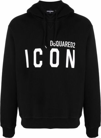 Dsquared2 Mens Icon Hoodie Sweatshirt - Black Cotton - Size X-Large
