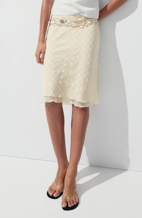 Mango Checked Midi Skirt in Yellow at Nordstrom, Size 10