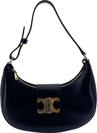 Celine Celine Black Calfskin Medium Ava Triomphe Bag (Authentic Pre-Loved)