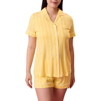 Kindred Bravely Clea Maternity & Postpartum Short Sleeve Pajama Set in Dandelion Stripe at Nordstrom, Size X-Small