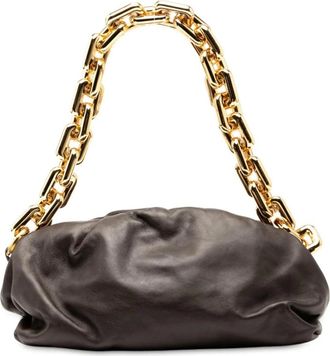 Bottega Veneta Pre-owned Shoulder Bags, female, Brown, Size: ONE SIZE Pre-owned Chain Handle Leather Pouch