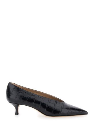 Le Monde Beryl Black Pumps With Kitten Heel In Patent Leather Woman