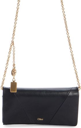 Chloé Spin Leather Wallet On A Chain in 001 Black at Nordstrom