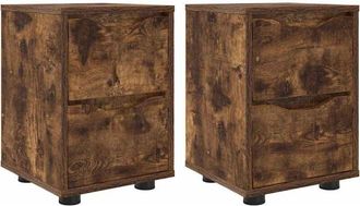 vidaXL Mesas De Noche Con Caj&oacute;n 2 Pcs Roble Ahumado 30,5 X 30 X 43 Cm Vidaxl