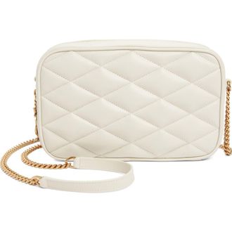 Saint Laurent Gaby Diamond Quilted Leather Camera Bag in Blanc Vintage at Nordstrom
