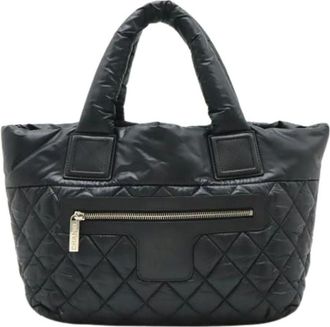 Chanel Pre-owned Tote Bags, female, Black, Size: ONE SIZE Pre-owned Vintage Nylon Tote Bag