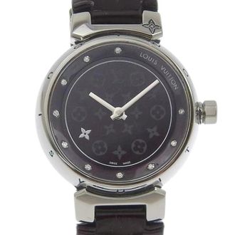 Louis Vuitton Pre-owned Tambour Monogram Vernis Roestvrijstalen Horloge - Dames - Vintage Horloges - Zwart - ONE Size - Vintage