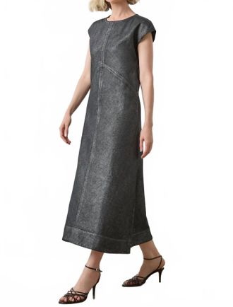 Lilla P Metallic Seamed Dress In Metallic Copper