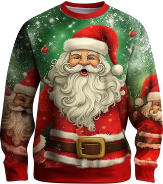 Generic RLEHJN Christmas Jumpers for Men Novelty 2025, Mens Xmas Jumpers Funny Rude Reindeer Snowflakes Printed Sweatshirts Ugly Christmas Jumper Winter Pullo