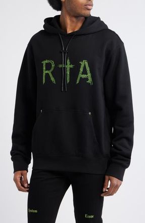 Rta Dion Oversize Black Circuit Logo Cotton Hoodie at Nordstrom, Size Xxx-Large