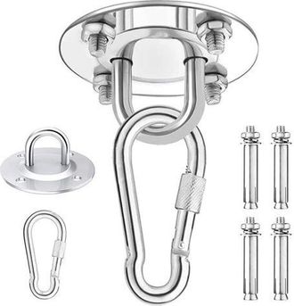 OEM Gancho De Techo De Alta Resistencia, Capacidad De 450 Kg, Kit De Suspensi&oacute;n Para Hamaca De Acero Inoxidable, Rotaci&oacute;n De 180&deg; Para Conjuntos De Hormig