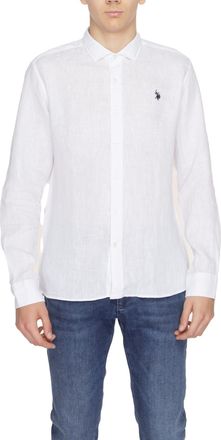 U.S.Polo Association Plain Linen Shirt with Buttons and Long Sleeves
