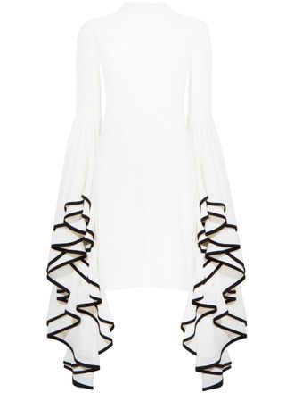 Proenza Schouler crepe ruffle sleeve dress - White