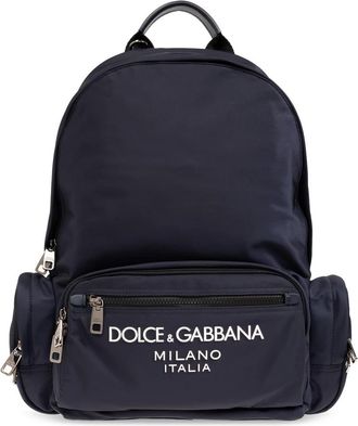 Dolce & Gabbana Rugzak met logo - Heren - Rugzakken - Blauw - ONE Size - Tassen