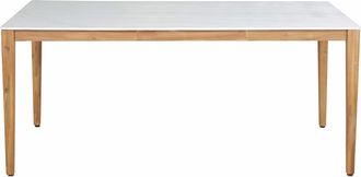 Maisons du monde Mesa de exterior de madera de acacia y compuesto efecto m&aacute;rmol blanco para 8 personas