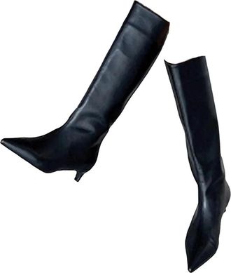 Generic Womens Patent Leather High Boots Daily Office Casual Slip On Tall Boots