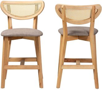 Baxton Studio Dannell Mid-Century Modern 2Pc Counter Stool Set