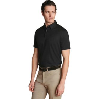CHARLES TYRWHITT Plain Short Sleeve Jersey Polo in Black at Nordstrom, Size Xx-Large