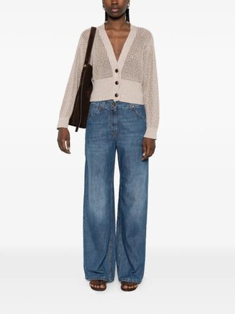 Brunello Cucinelli Womens Embellished-Detail Wide-Leg Jeans Ss26 W