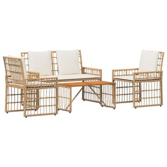 vidaXL Juego De Muebles De Exterior 4 Uds. Natural Y Crema Vidaxl