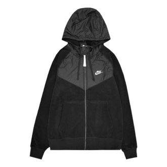 Nike embroidered logo fleece zipped hooded jacket with kangaroo pocket Black CJ4542-010