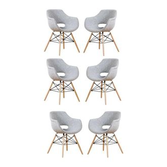 Life Interiors Life Interiors - Juego De 1/2/4/6 Sill&oacute;n De Tela Olivia Eiffel Juego De 6 Sillas De Comedor - Gris Claro - Light Grey