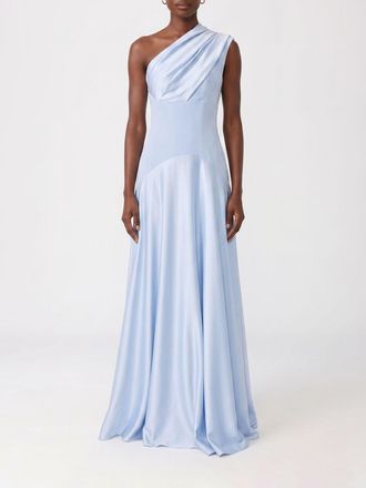Solace London Abito da sera lungo Gabriela in raso monospalla con drappeggio
