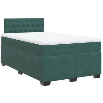 vidaXL Cama Box Spring Con Colch&oacute;n Terciopelo Verde Oscuro 120x190 Cm Vidaxl