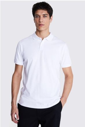 Moss White Piqué Polo Shirt