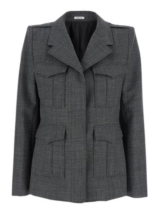 Alexander McQueen Grey Notched Lapel Blazer