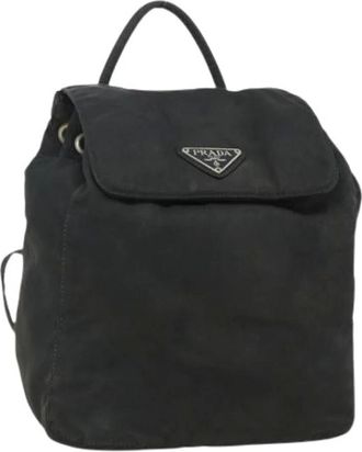 Prada Pre-owned Backpacks, female, Black, Size: ONE SIZE Pre-owned Vintage Nylon Backpack