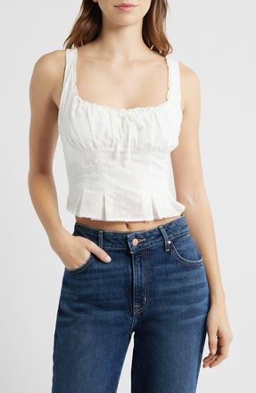 All in Favor Shirred Crop Top in White at Nordstrom, Size X-Large