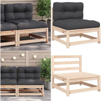 vidaXL Divano Giardino Senza Braccioli con Cuscini Legno Massello Pino - Divano senza braccioli - Cuscini per divano