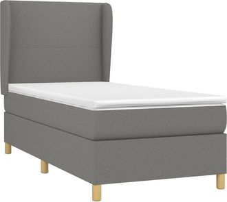 vidaXL Cama Box Spring Con Colch&oacute;n Tela Gris Oscuro 100x200 Cm Vidaxl