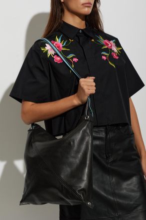Kenzo Leather Bag With Logo, Womens, Black