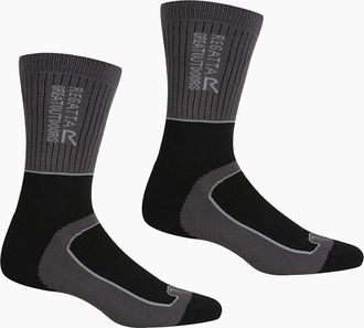 Regatta Mens Regatta Mens Samaris 2 Season Socks (Pack of 2) - Black - Size: 9/9.5/10/10.5/11/11.5/12