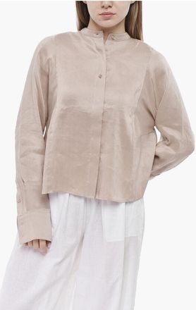 Loulou Studio Linen And Silk Blouse SIARA With Korean Collar size S