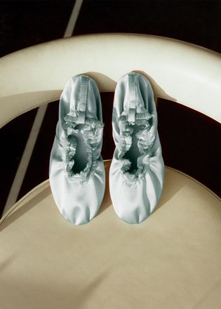 Mango Ballerine raso gomma blu - Donna - 36 - MANGO