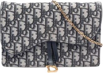 Dior Pre-owned Clutches, female, Blue, Size: ONE SIZE Pre-owned Canvas Crossbody Bag
