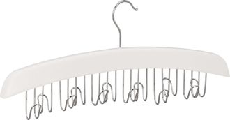 Relaxdays Percha Cinturones 12 Ganchos, Colgador Giratorio Para Accesorios, Madera, 17,5x43x5,5 Cm, Blanco Y Plateado - Relaxdays